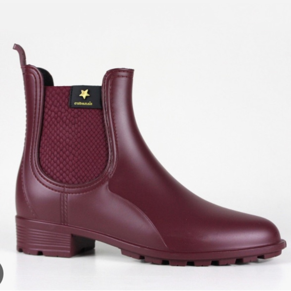 New Cubana's Sz 37 women’s red short Chelsea business casual  rain ankle boots,m